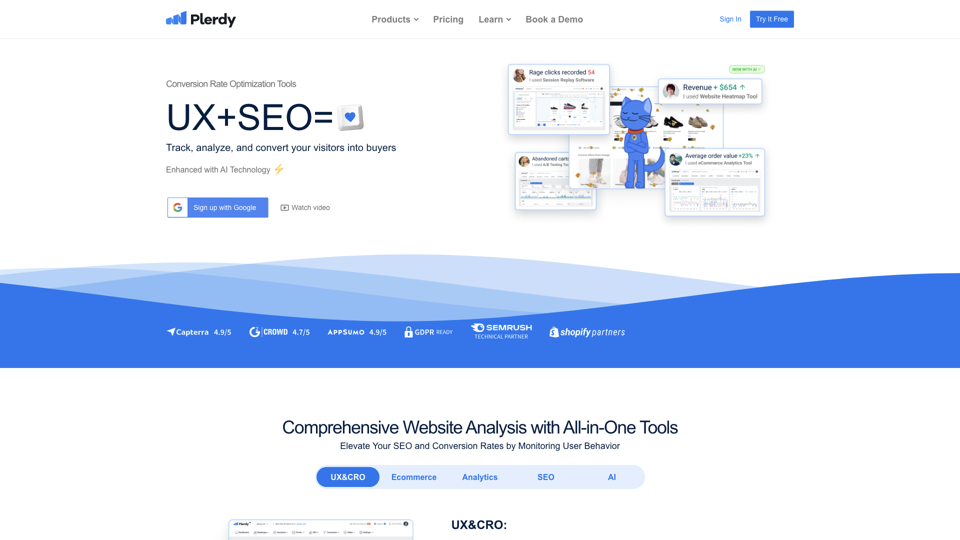 Conversion Rate Optimization Tools – Plerdy site's screenshot