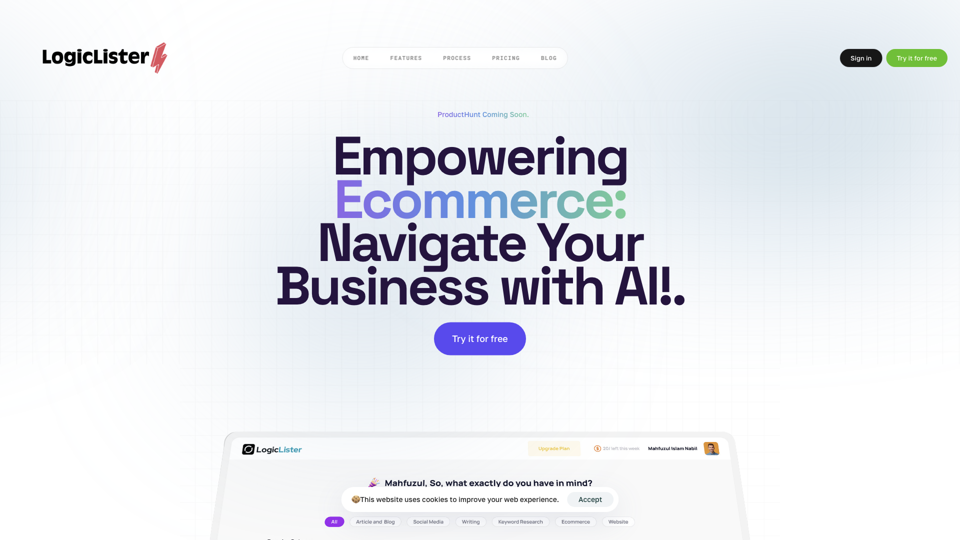 Home - Logiclister AI site's screenshot