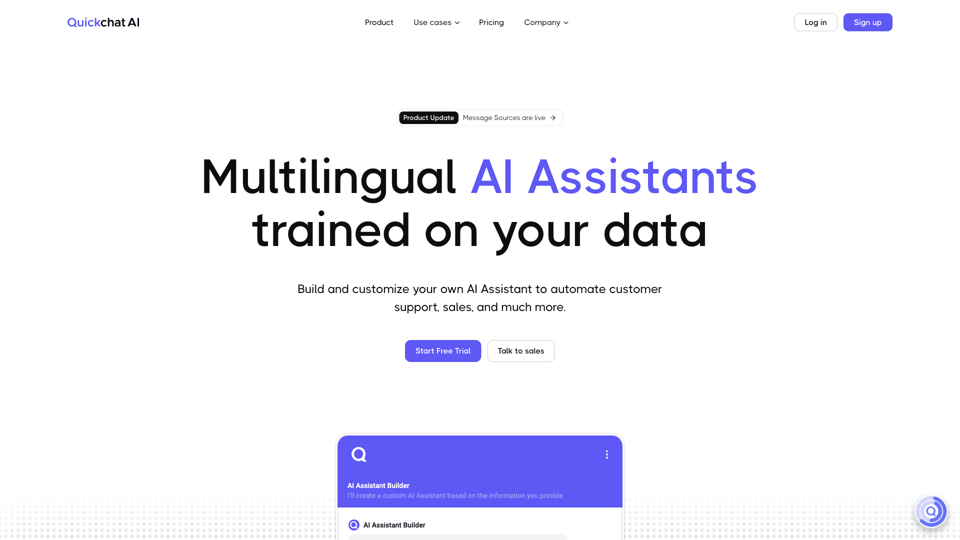 Quickchat AI Assistant site's screenshot