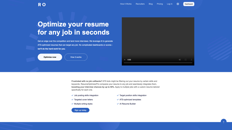 ResumeOptimizerPro - Optimize your resume for any job in seconds site's screenshot