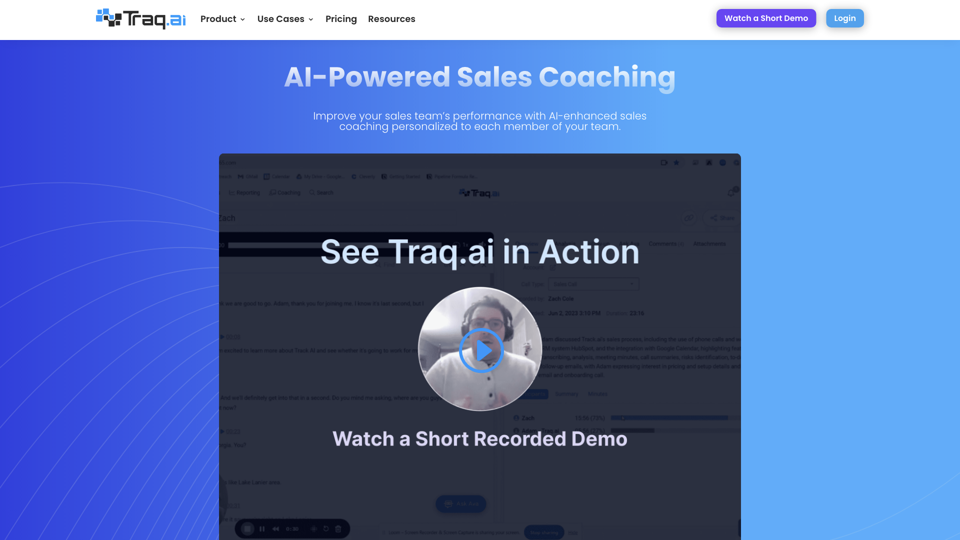 AI-Powered Conversation Intelligence And Sales Coaching site's screenshot