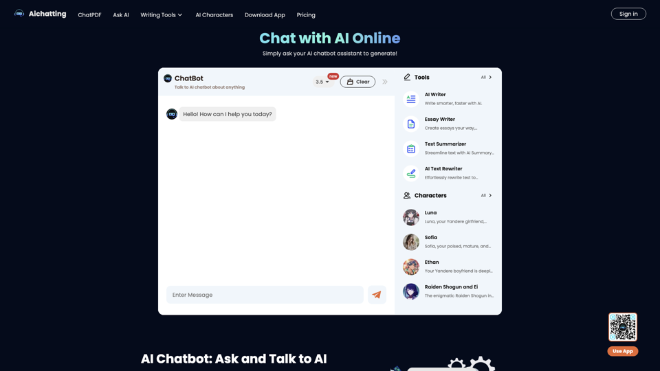 Free AI Chat Website - Talk to AI Chatbot and Ask AI Anything Online site's screenshot