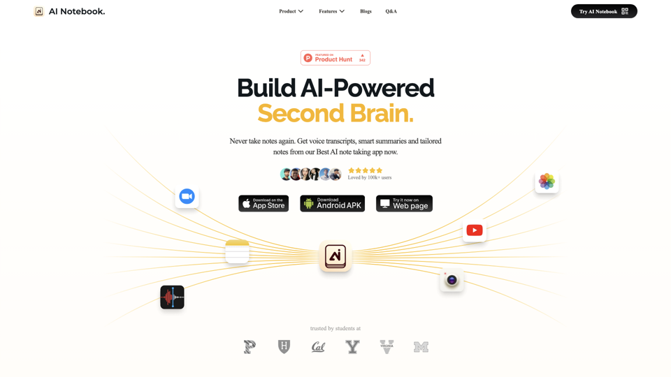AI Note Taking & Transcribe & Summarizer | AI Notebook App site's screenshot