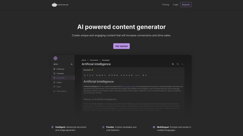 Ai Pakistani - First Generative Ai Platform for Pakistan site's screenshot