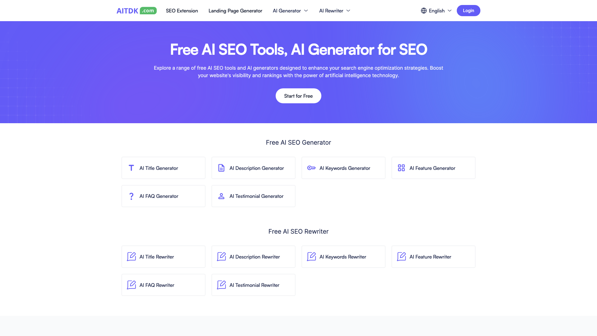 AITDK: Free AI SEO Tools, AI Generator for SEO