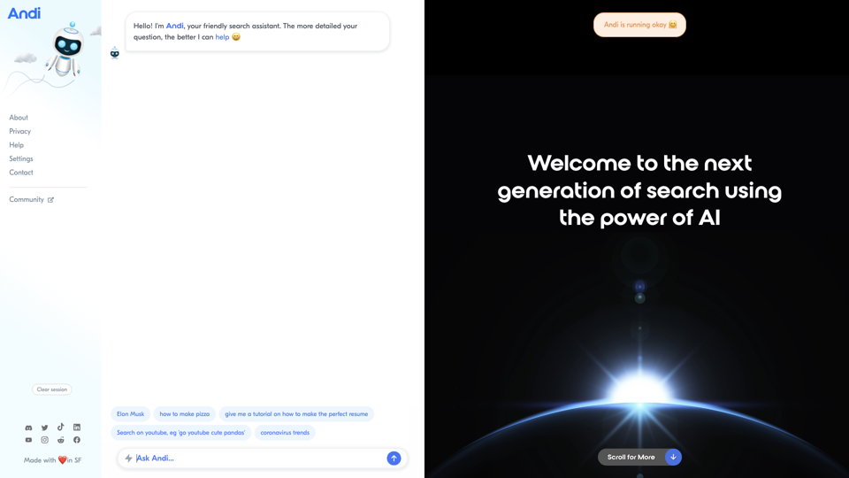 Andi - Search for the next generation site's screenshot