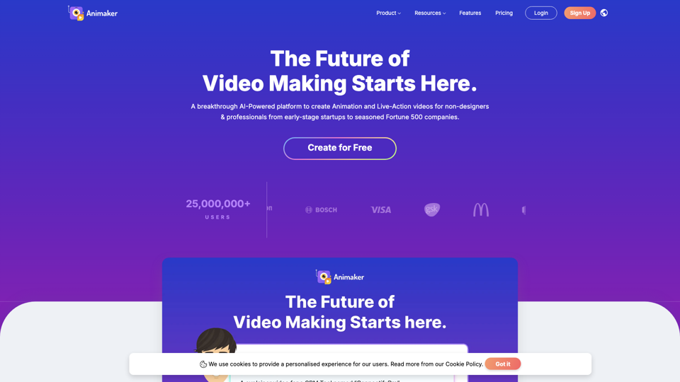 Animaker, Make Animated Videos with AI for Free site's screenshot