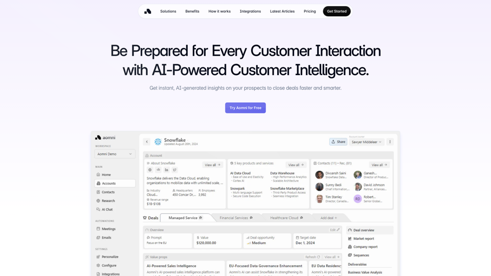 aomni | Be Prepared for Every Customer Interaction with AI-Powered Customer Intelligence. site's screenshot