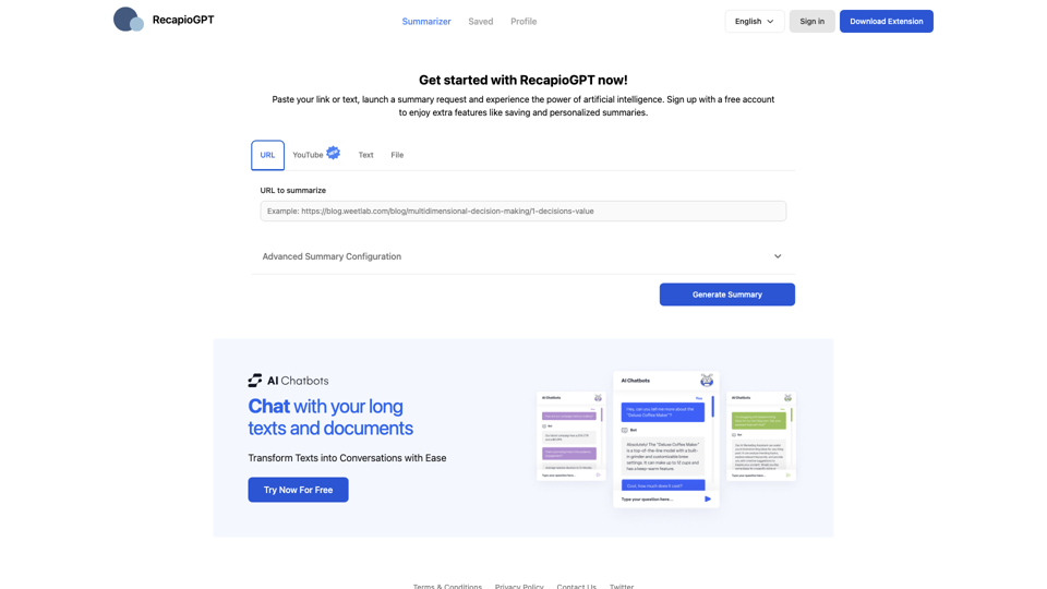 RecapioGPT site's screenshot