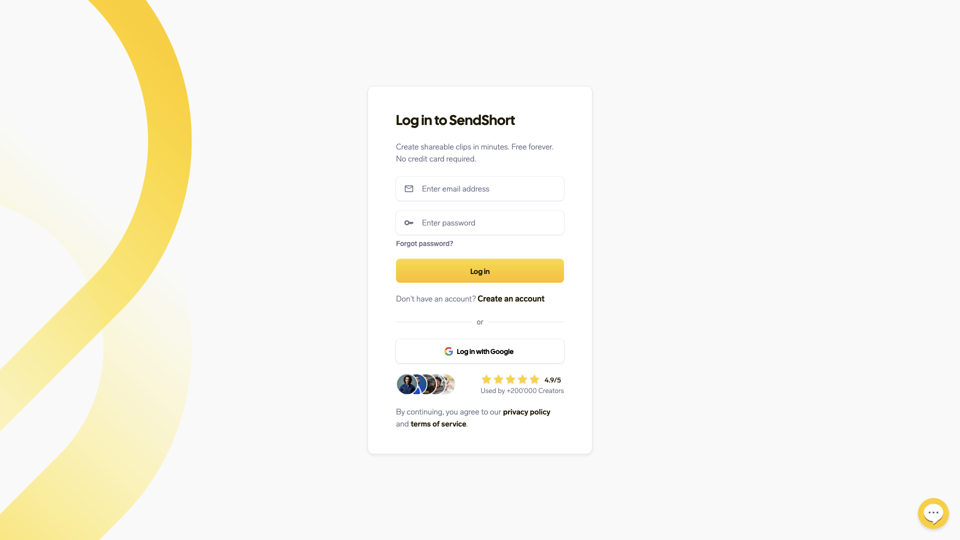 SendShort | Log in site's screenshot