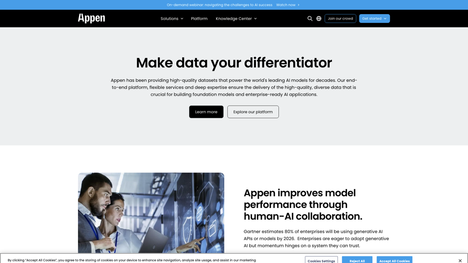 Improves AI with Data - Powering AI Innovation | Appen site's screenshot