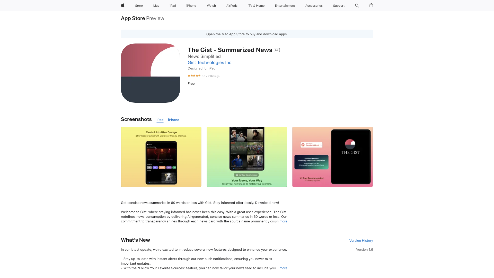 The Gist - Summarized News on the App Store