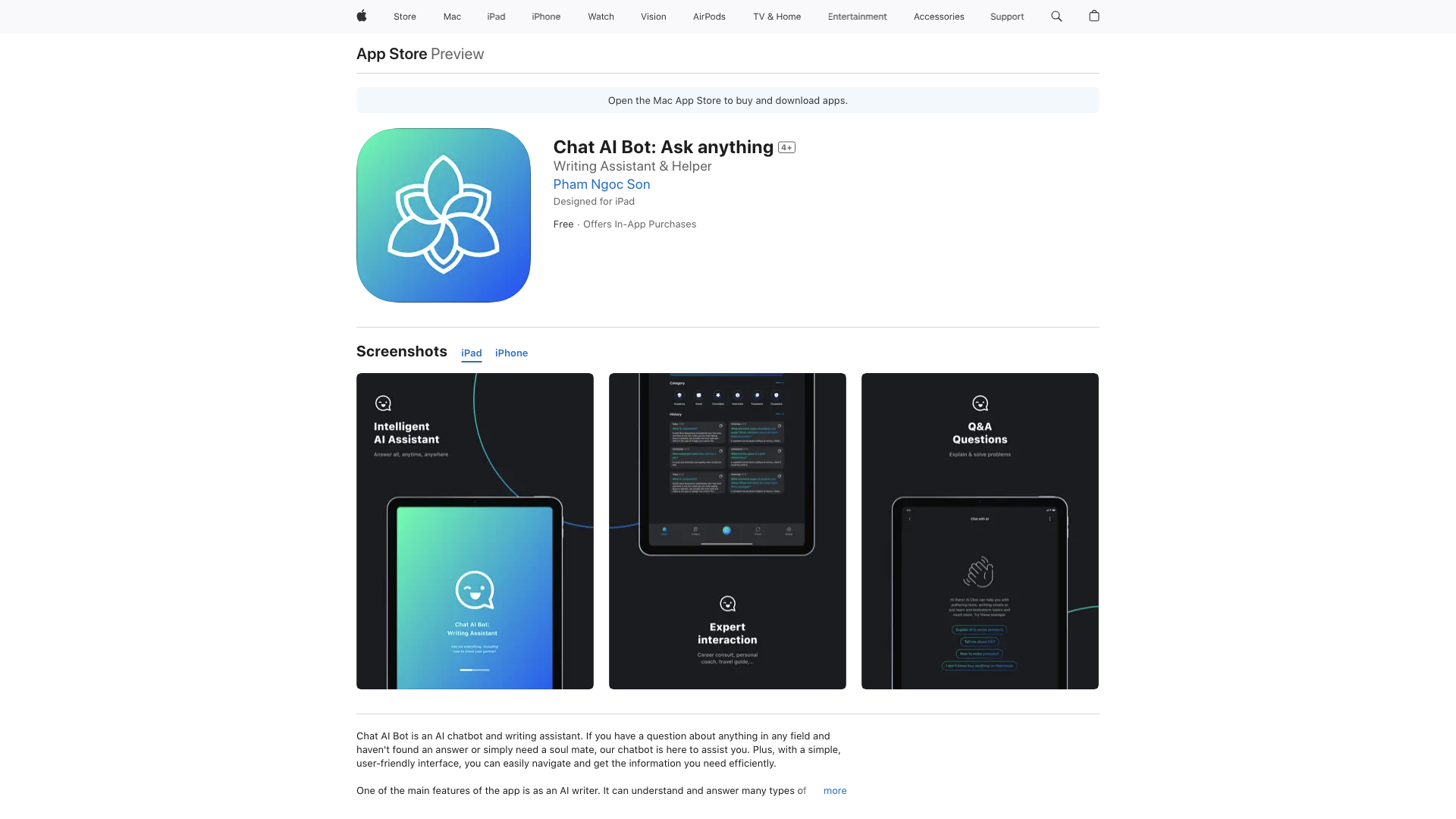 Chat AI Bot: Ask anything on the App Store Chat AI Bot: Ask anything on the App Store