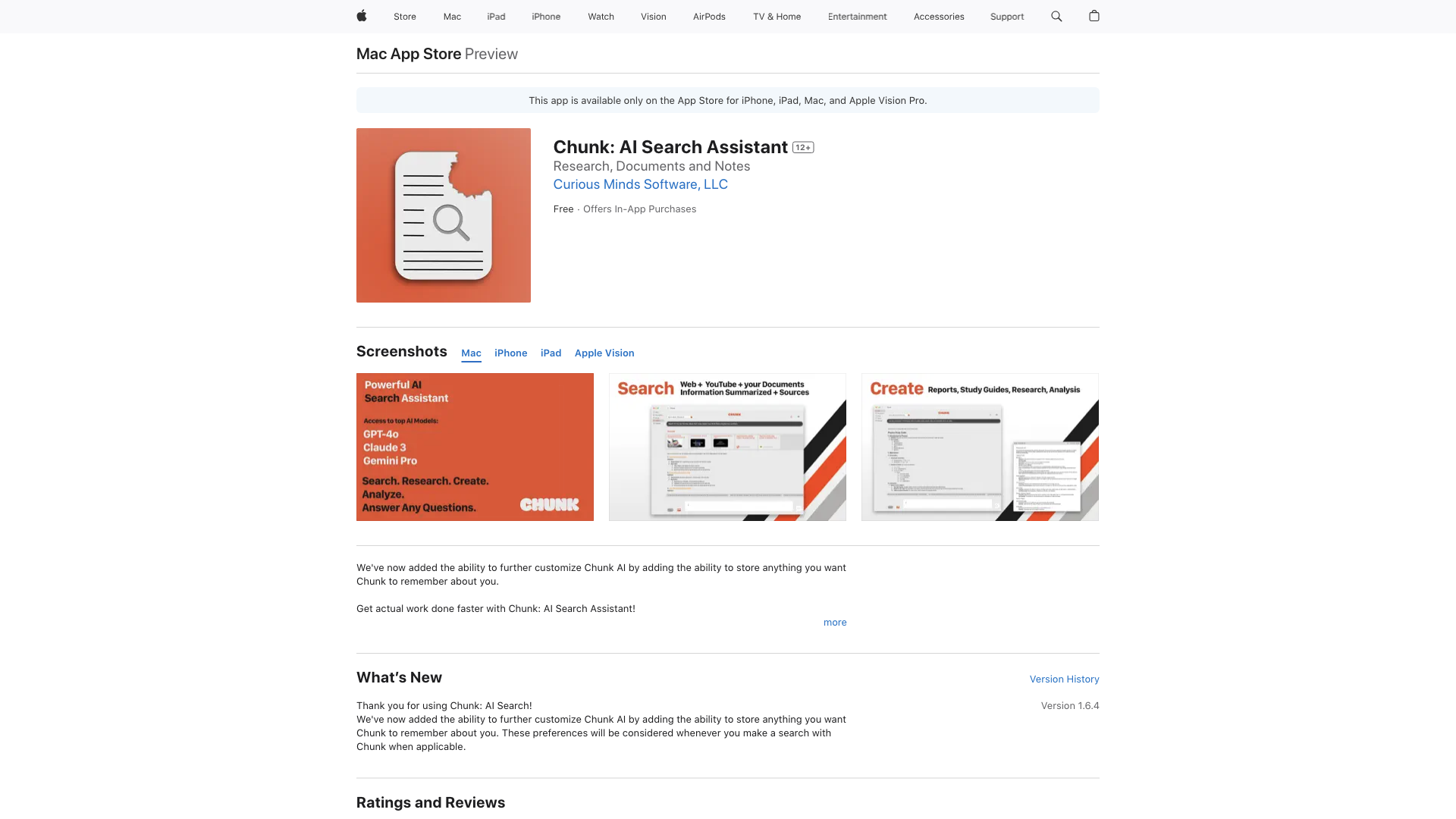 Chunk: AI Search Assistant on the App Store Chunk: AI Search Assistant on the App Store