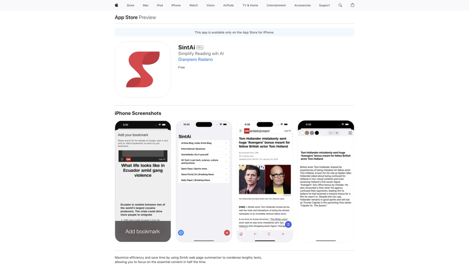 SintAi on the App Store site's screenshot