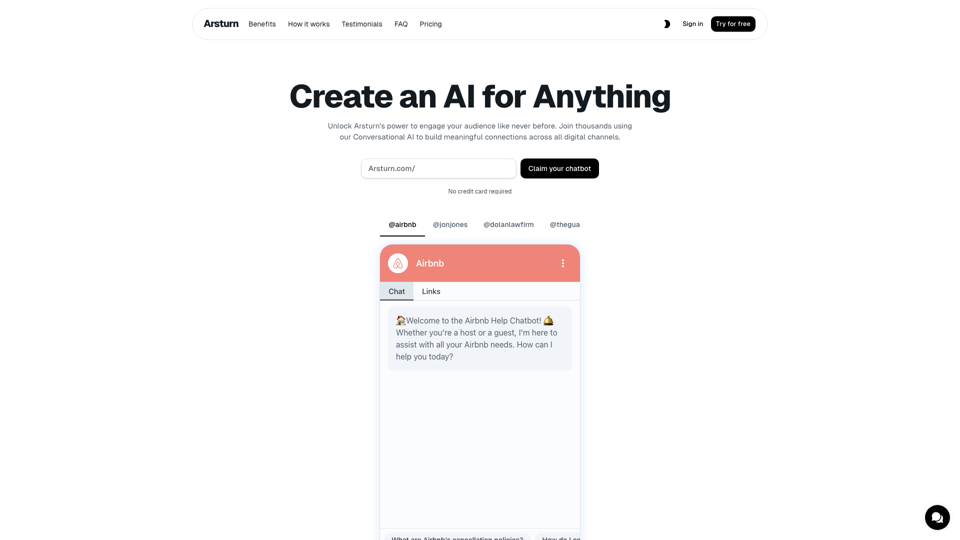 Arsturn: Instantly Create Custom ChatGPT Chatbots for Your Website | Boost Engagement & Conversions site's screenshot