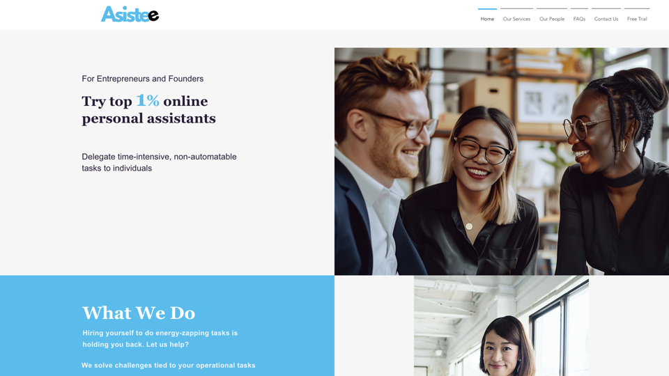 Asistee  |  Hire a Virtual Assistant site's screenshot