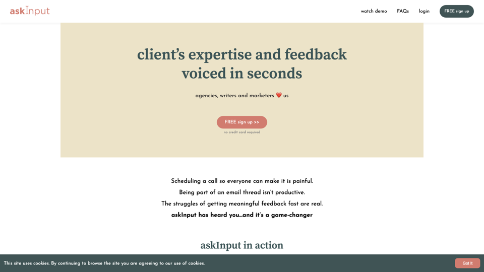 askInput site's screenshot