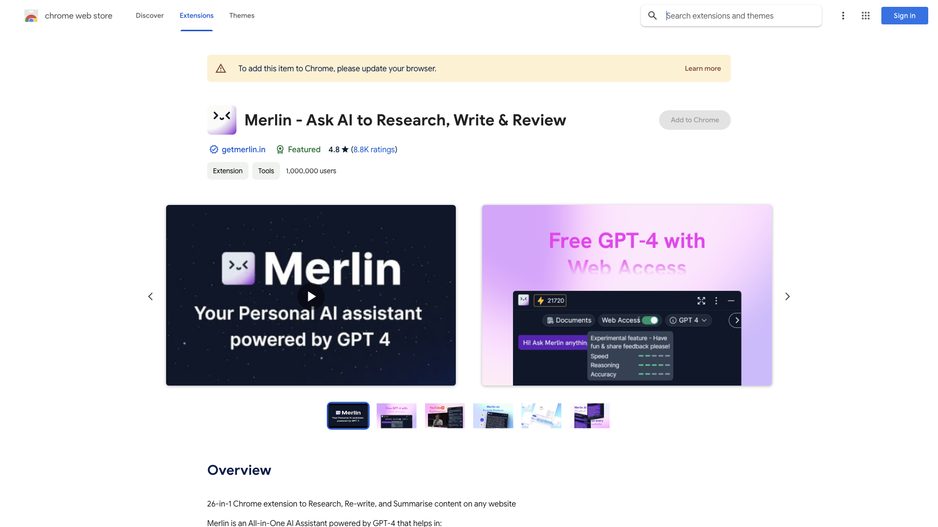 Merlin - Ask AI to Research, Write & Review - Chrome Web Store