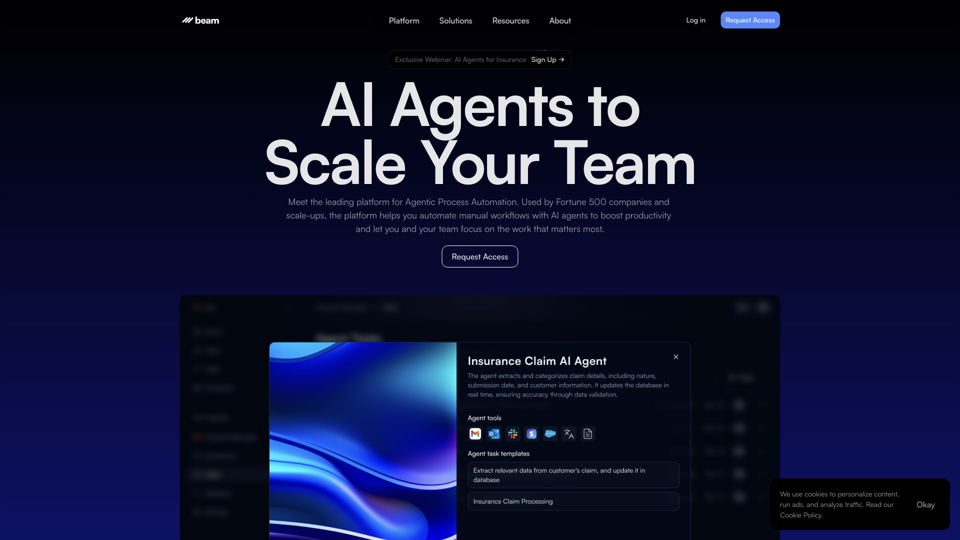 Leading Platform for Agentic Automation & AI Agents site's screenshot