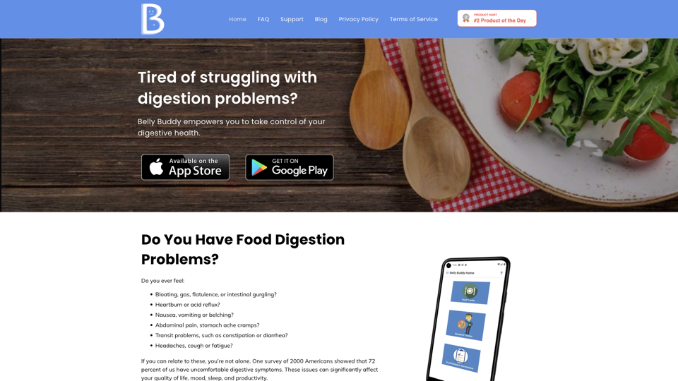 Belly Buddy: Your Solution for Digestive Health Issues and Fitness site's screenshot