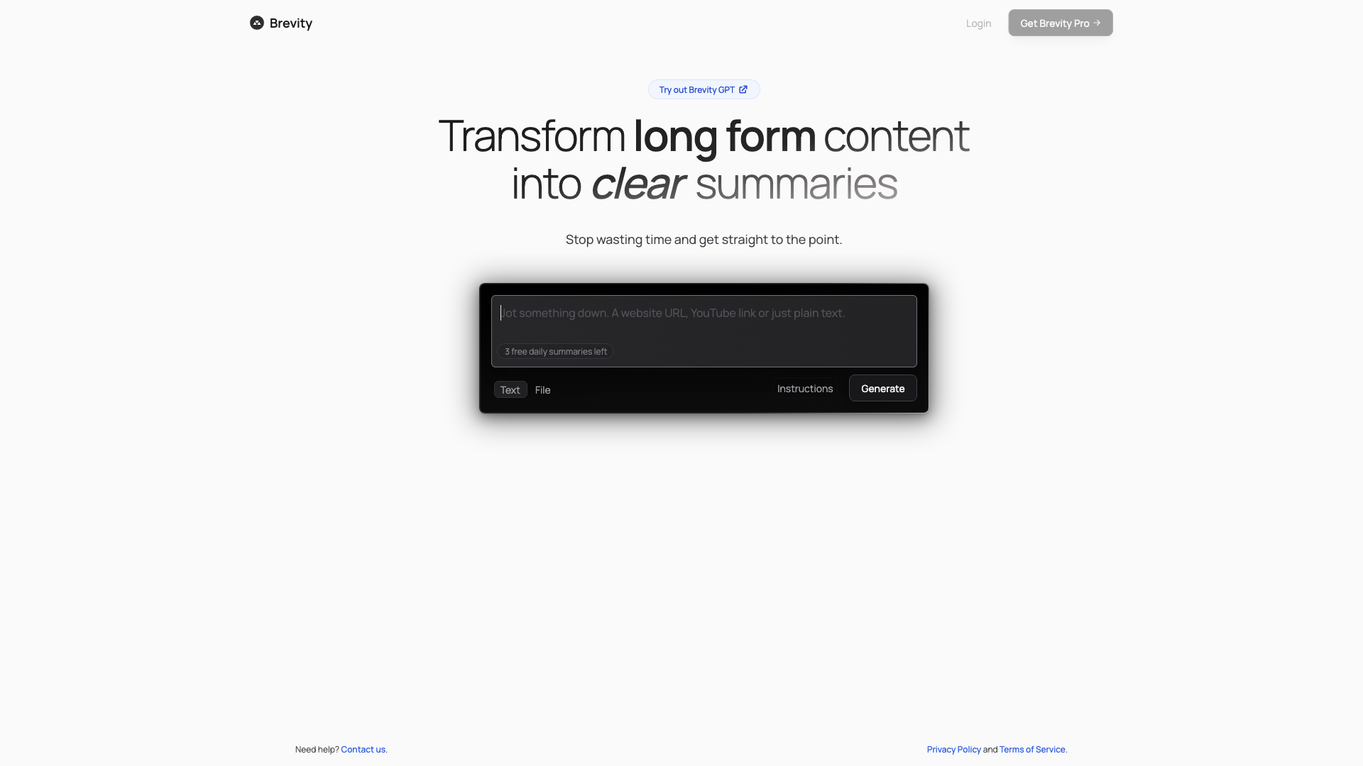 Brevity | Transform long form content into clear summaries