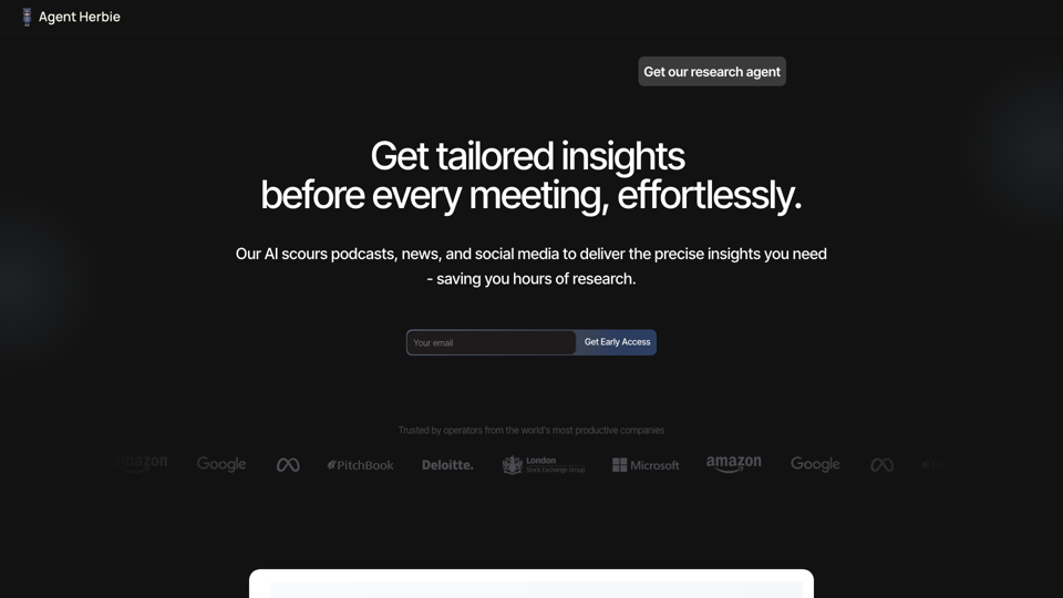 Agent Herbie - Never Walk Into a Meeting Unprepared Again. site's screenshot
