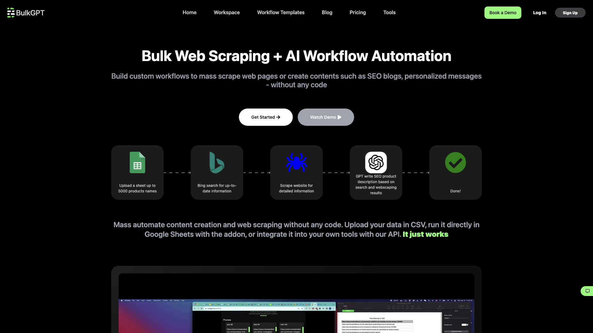 BulkGPT - No Code Bulk AI Workflow Automation and Data Scrape