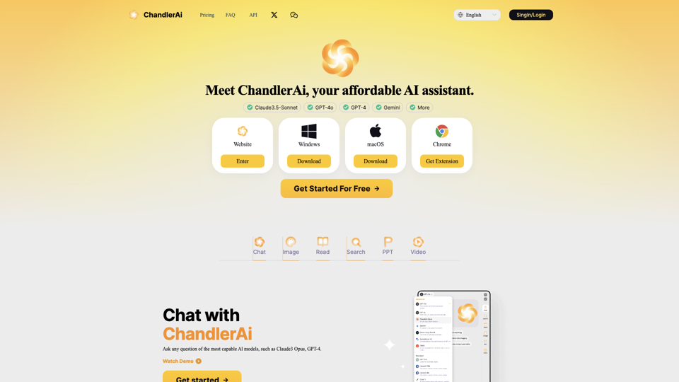 ChandlerAi site's screenshot