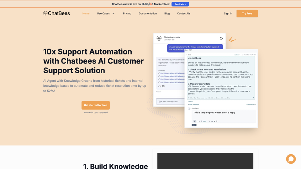AI Customer Support Automation - ChatBees site's screenshot