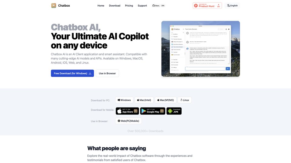 Chatbox AI: Your AI Copilot, Best AI Client on any device, Free Download site's screenshot