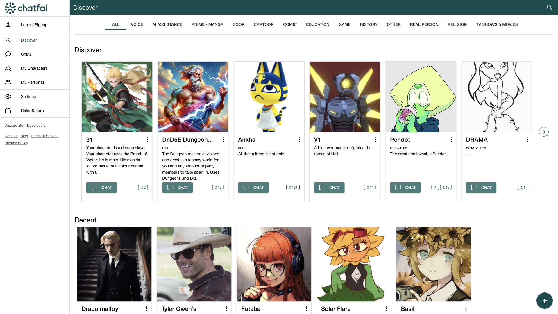 ChatFAI - Discover AI Characters