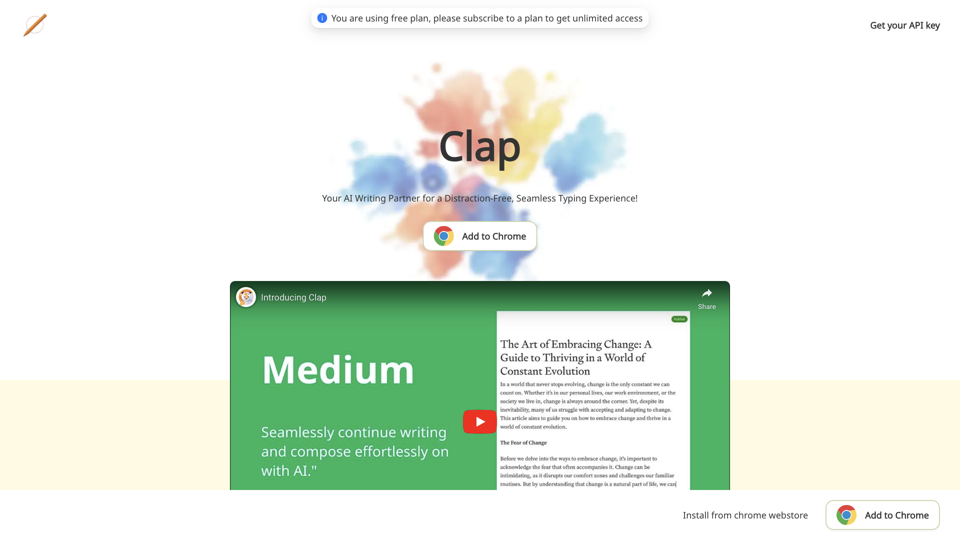 Clap | Chat Like A Pro site's screenshot