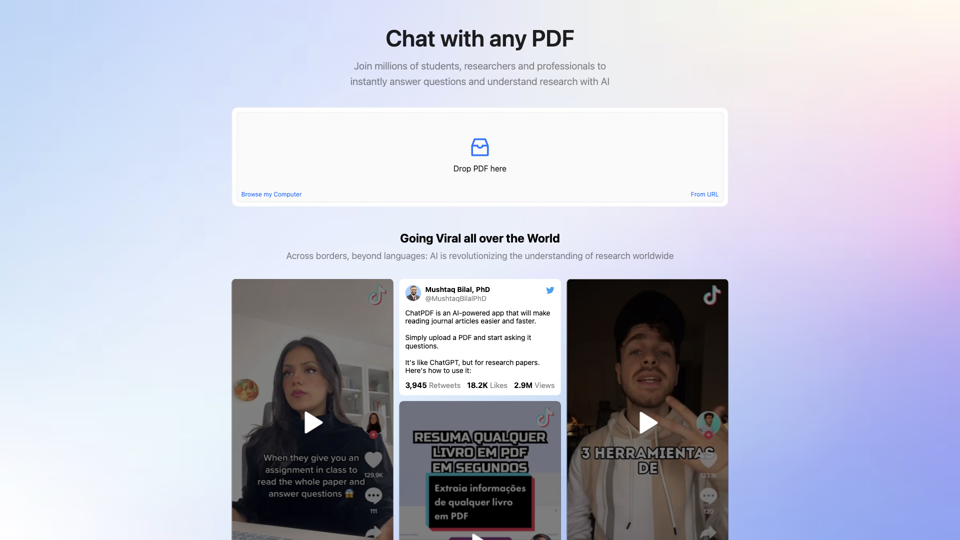 ChatPDF - Chat with any PDF! site's screenshot