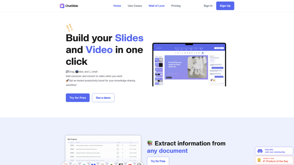 ChatSlide | AI Workspace for Slides and Videos site's screenshot