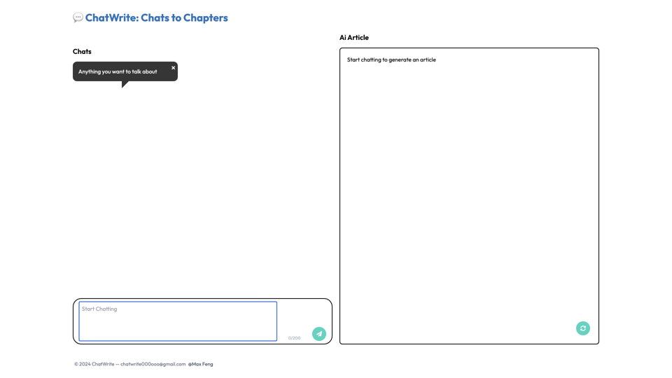 💬ChatWrite: Chats to Chapters Transform Chats into Chapters - AI Writing Assistant site's screenshot