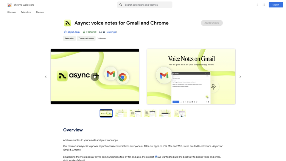 Async: voice notes for Gmail and Chrome - Chrome Web Store site's screenshot