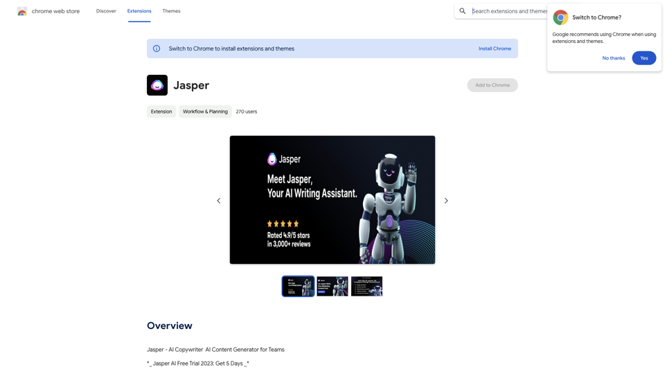 Jasper - Chrome Web Store site's screenshot