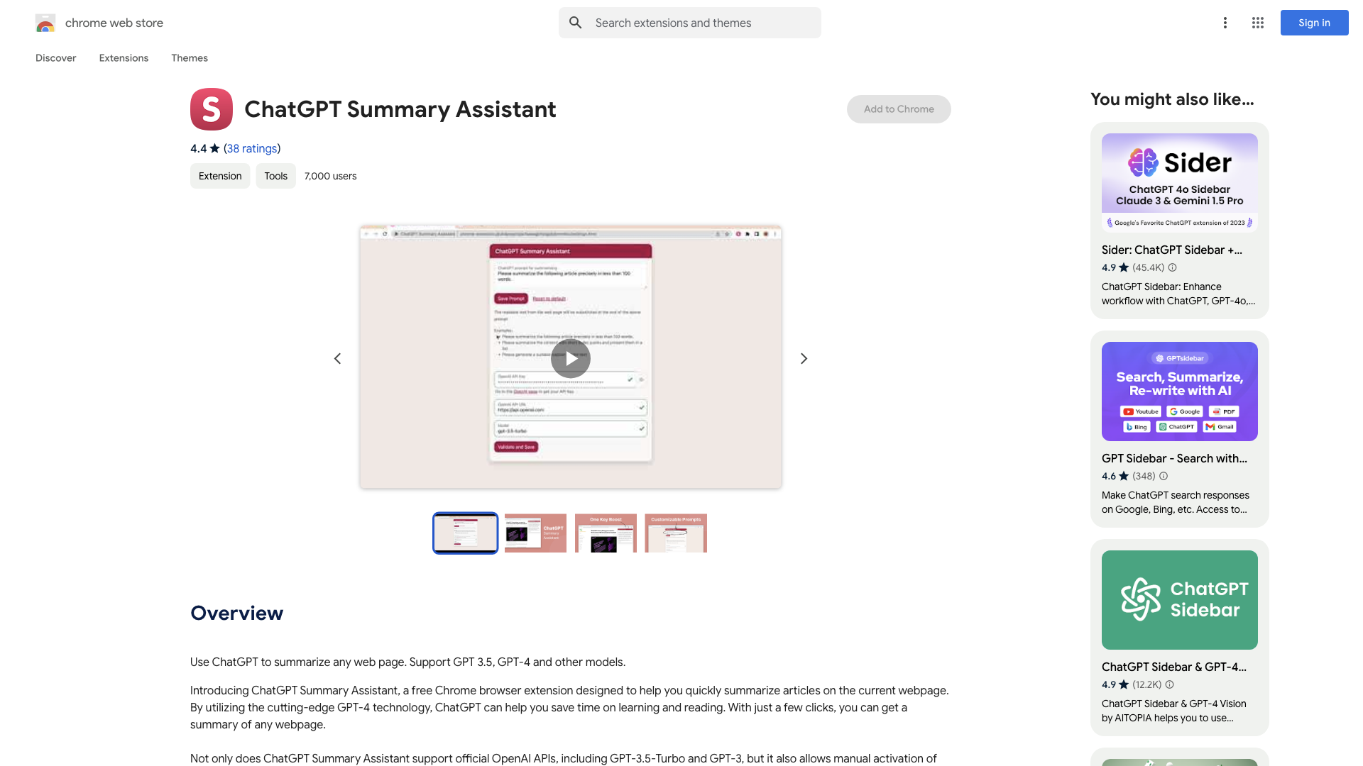 ChatGPT Summary Assistant - Chrome Web Store ChatGPT Summary Assistant - Chrome Web Store