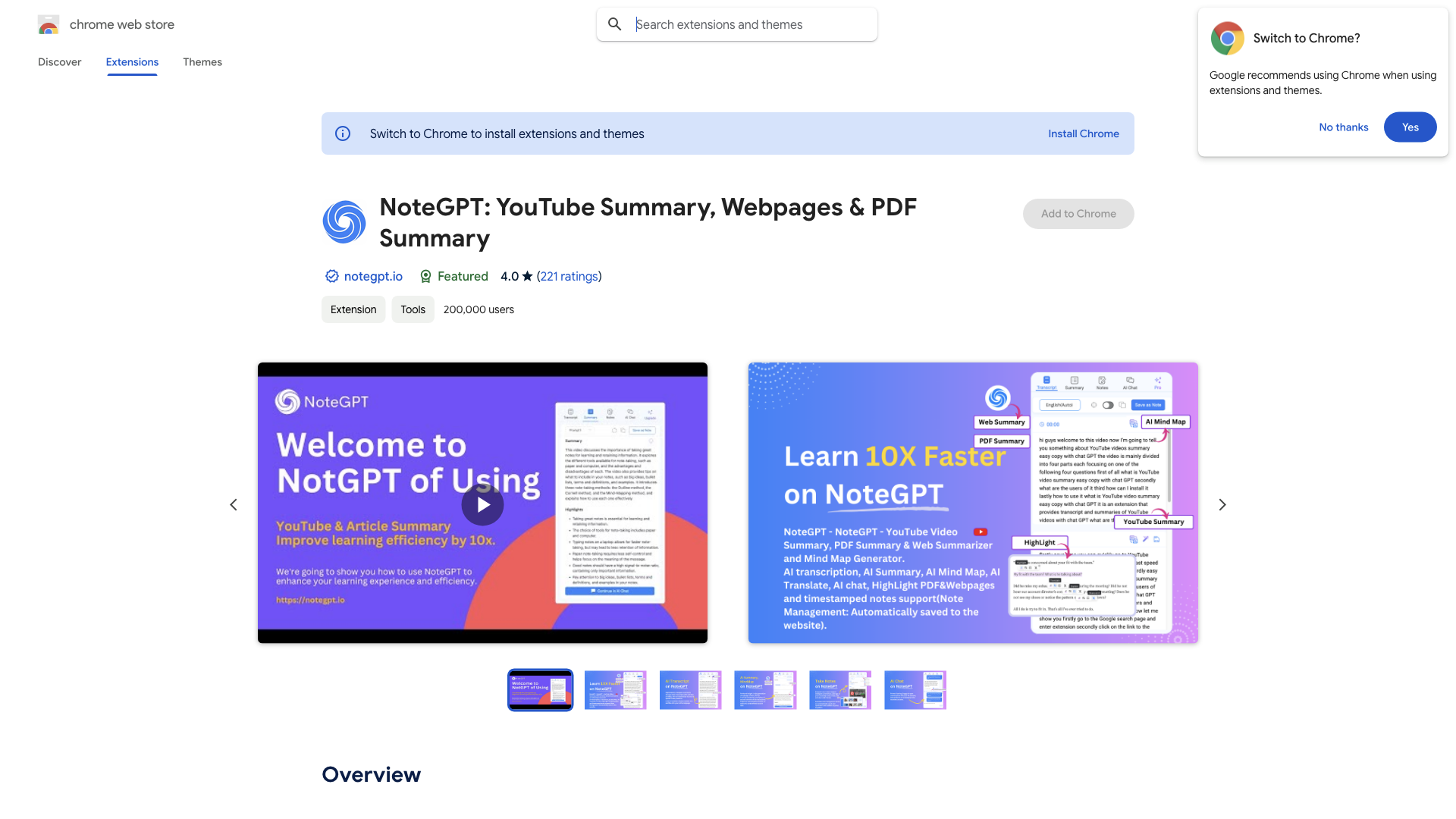 NoteGPT: YouTube Summary, Webpages & PDF Summary - Chrome Web Store NoteGPT: YouTube Summary, Webpages & PDF Summary - Chrome Web Store