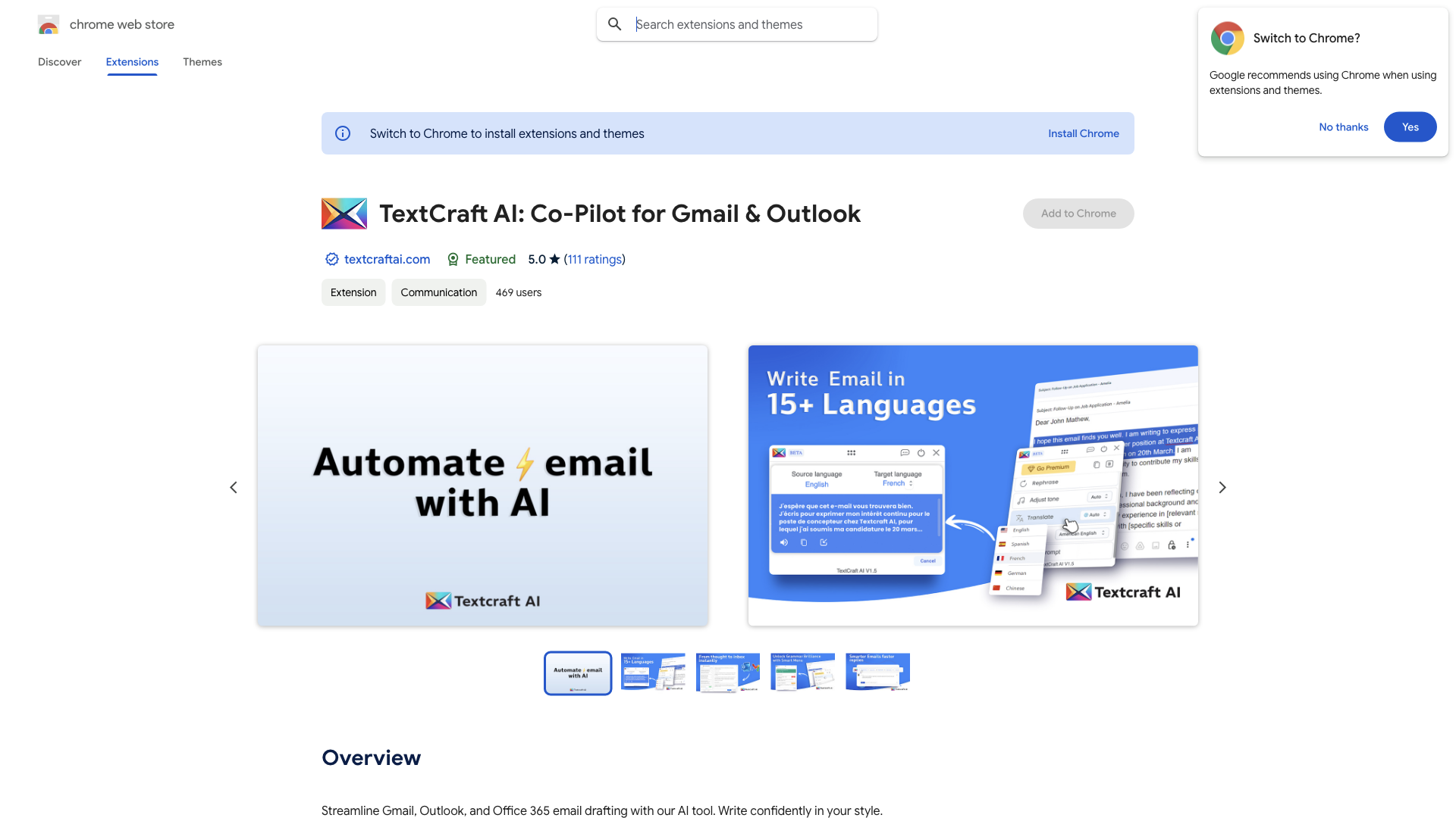 TextCraft AI: Co-Pilot for Gmail & Outlook - Chrome Web Store