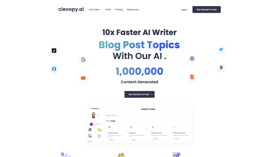 10x Faster AI Writer | ClevopyAI Artificial Intelligence Tools site's screenshot