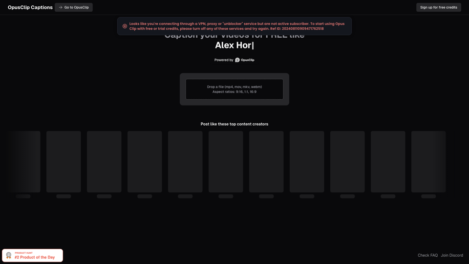Opus Clip - AI-powered Video Repurposing site's screenshot