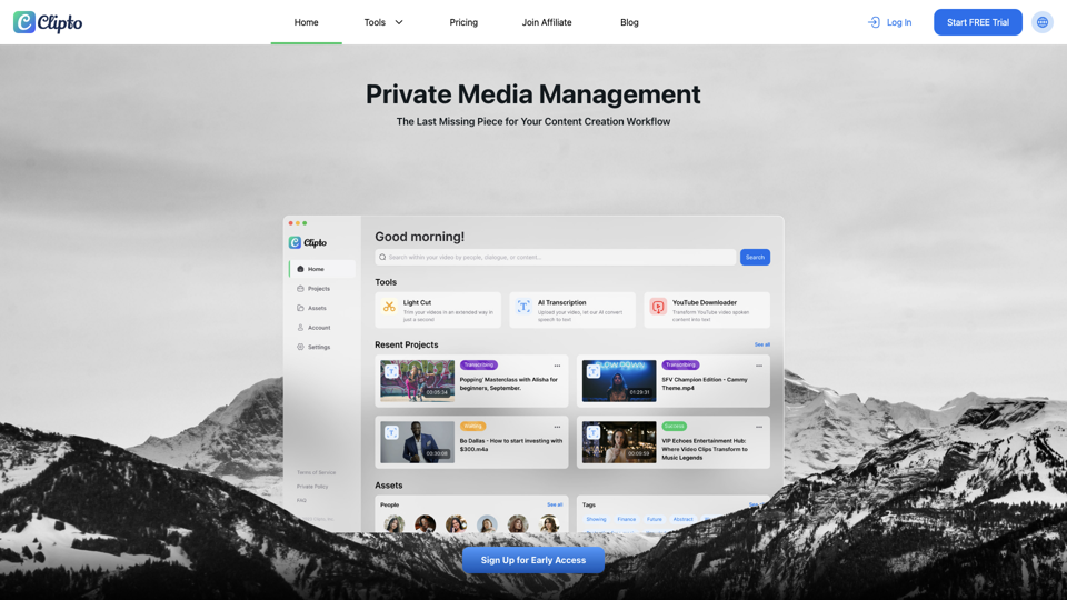 Clipto – Your Private AI Assistant for Content Creation site's screenshot