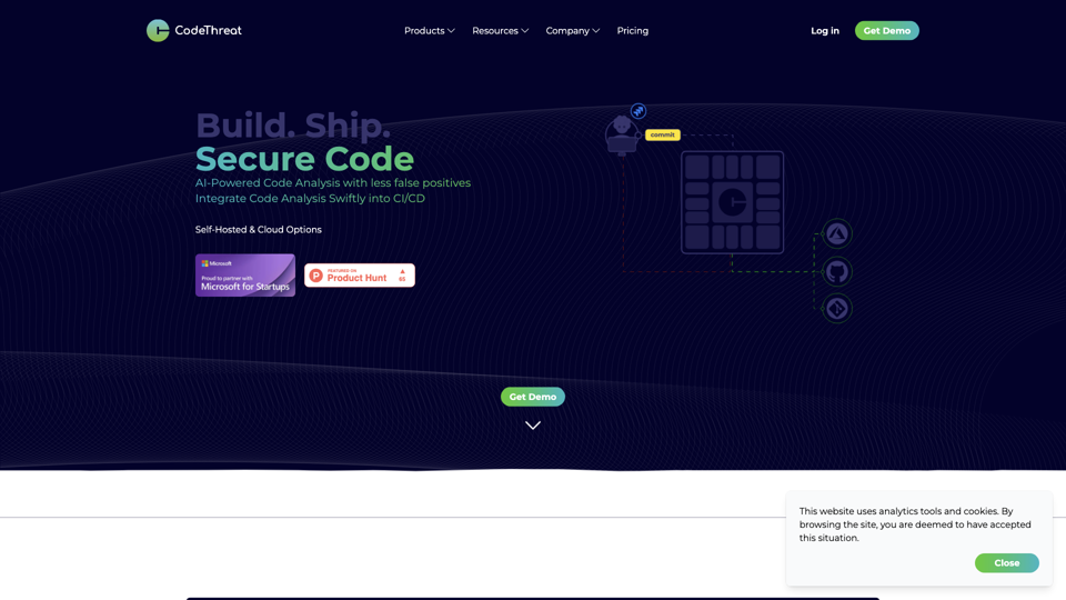 CodeThreat - AI-powered SAST Solution site's screenshot