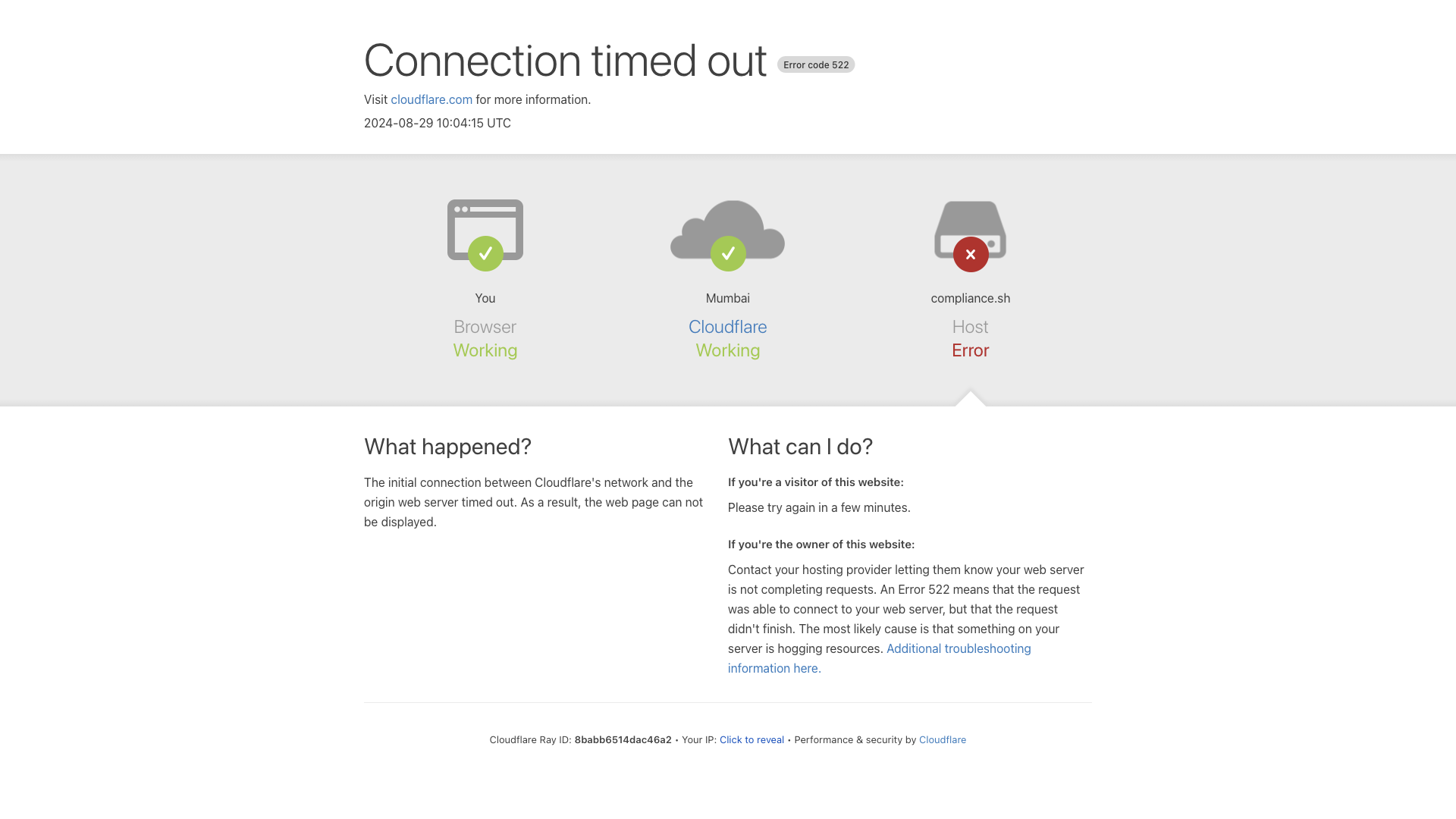 compliance.sh | 522: Connection timed out