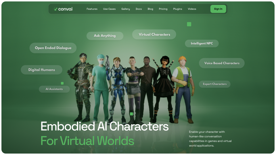 Convai - Conversational AI for Virtual Worlds site's screenshot