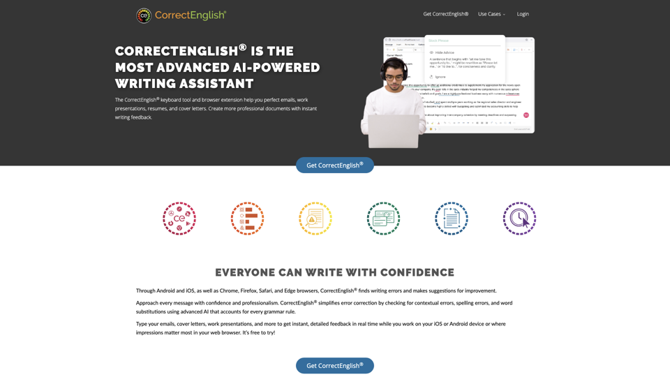 CorrectEnglish | Improve Your Writing With The CorrectEnglish® Online Proofreading Tool site's screenshot