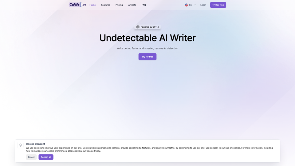 CoWriter AI | Best AI Copilot for Smart Writing site's screenshot