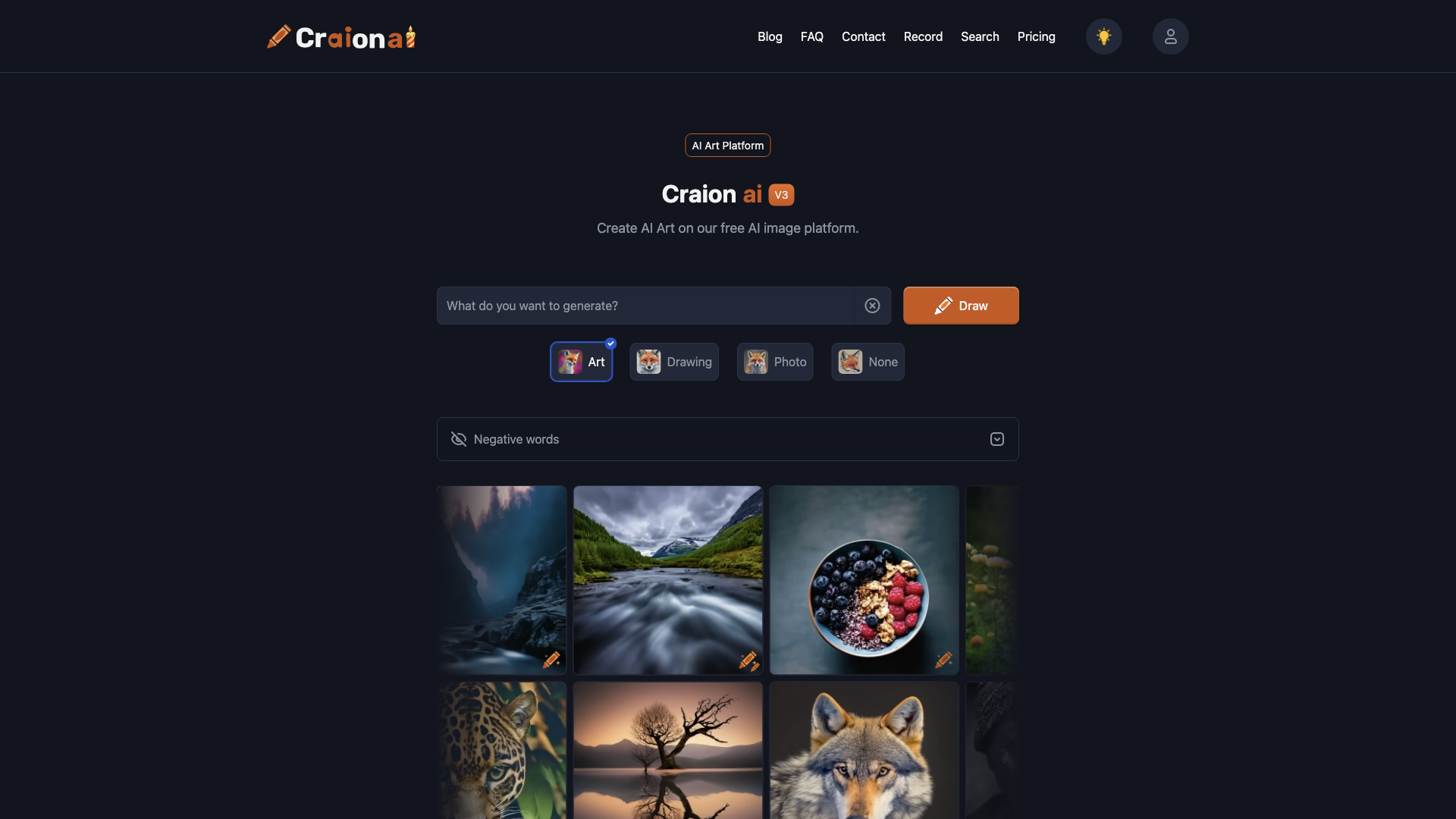 Craion AI - Most Popular and Advanced Free AI image technology: Create AI art!